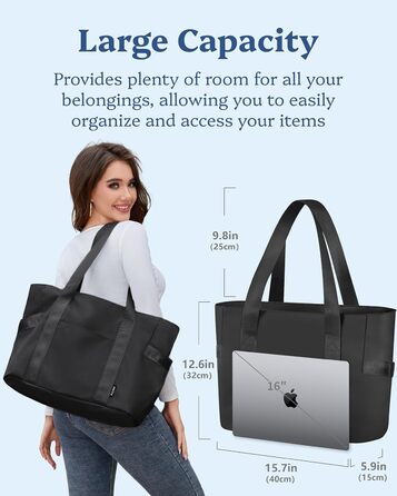 Women's Laptop Bag, Waterproof Shoulder Bag with 16-inch Computer Compartment for Work, School, Travel, Violet