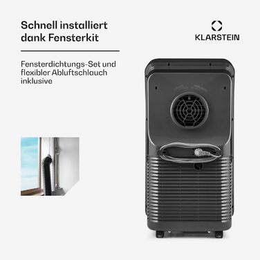 Klarstein Mobile Klimaanlage: 4-в-1, вентилятор, осушувач, нічний режим. Компактний, портативний кондиціонер для дому та офісу. 7000 BTU, білий.