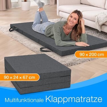 Складаний гостьовий матрац ELONEO maxVitalis 140x200 см з чохлом, 8 см, ортопедичний, складаний матрац для гостей і подорожей, знімний чохол, придатний для прання, для ліжка та дивана