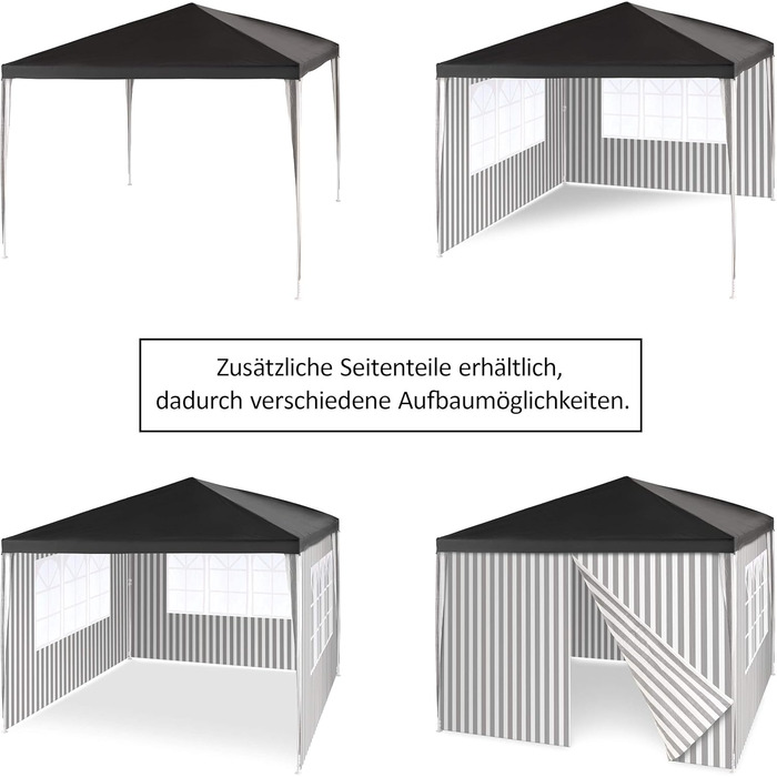 Nexos GM36000 PE-Pavilion Party Tent for Garden, Terrace, Market, Camping, Festival as Shelter and Waterproof Cover, 3 x 3 m White (Anthracite)