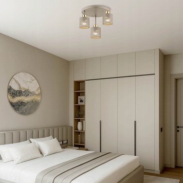 Стельна LED-лампа LEDLUX бежево-золота, металева, 3xE27