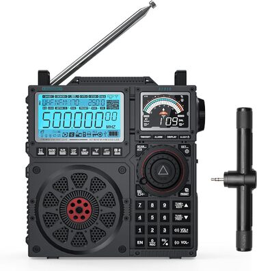 Радіоприймач Raddy RF919 SSB: FM/AM/SW/VHF/UHF/AIR/CB, з тюнером, 3 антени, 5000mAh, сірий