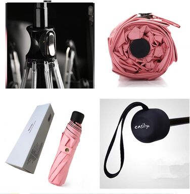 Зонт компактний, складаний, з UV-захистом, від Voy Lady – Рожевий, з квітковим малюнком (квіти сакури), діаметр у розкладеному стані 96 см