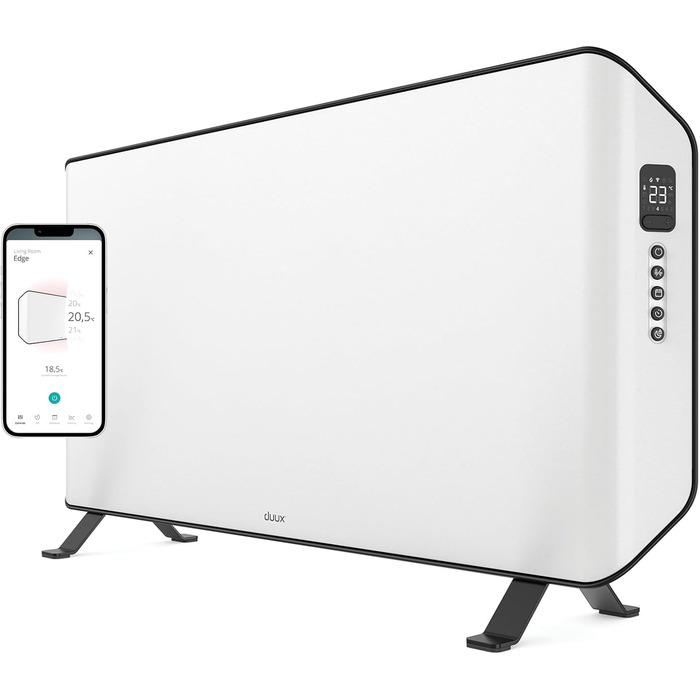 Duux Edge Smart електроконвекторний обігрівач: енергозбереження, термостат, для ванної кімнати, 2000W, білий