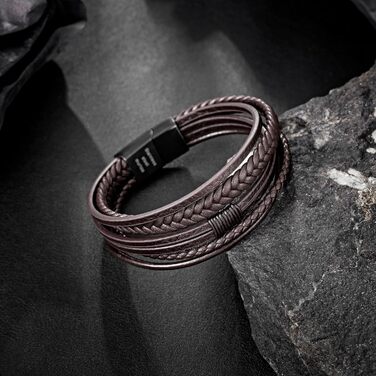 Чоловічий шкіряний браслет Speroto Premium (23 см, коричневий) з магнітною застібкою з нержавіючої сталі - ідеальний подарунок для чоловіків