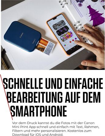 Canon Zoemini 2 Marineblau: Міні-принтер для фотографій, Bluetooth, мобільний, з акумулятором