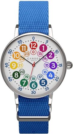 Cander Berlin MNU 1009 Silent Kinderwecker (children's alarm clock) and MNA 1030 J blue wristwatch, learning clock silent children's clock light snooze table clock alarm clock children lighting quiet snooze girls boys
