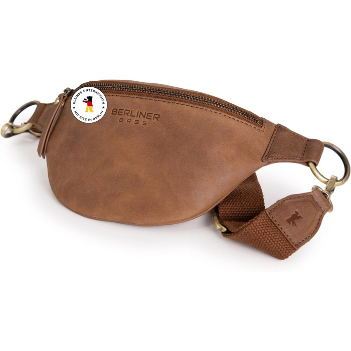 Чоловіча/жіноча сумка через плече Berliner Bags Preiu Bauchtasche - шкіряна поясна/crossbody сумка (Camel, M)