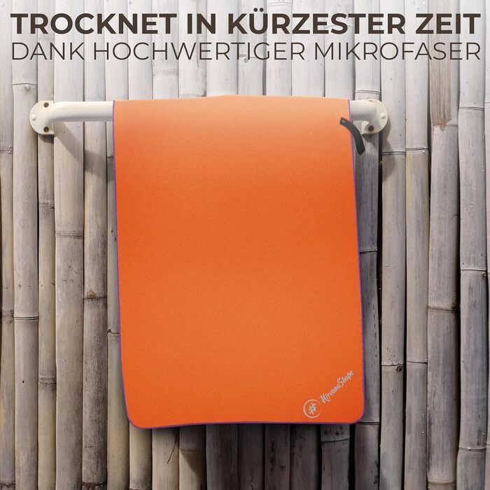 Рушник з мікрофібри NirvanaShape - туристичний, пляжний, спортивний (80 x 40 см, помаранчевий з фіолетовим кантом)