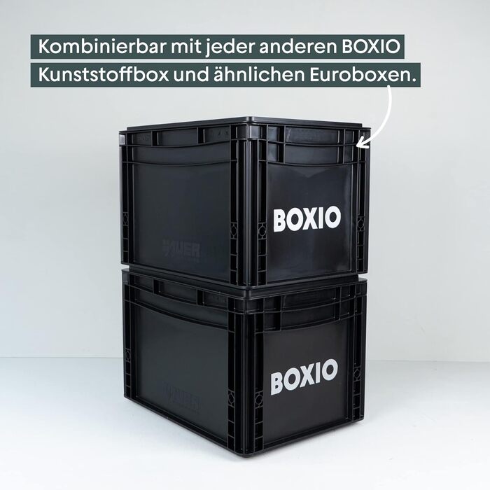 BOXIO – SOLO: Storage Box with Lid – Eurobox 40x30 x 28 cm – perfect plastic box/transport box made of plastic for camping, boat, cellar or garden - stackable with other Euroboxes