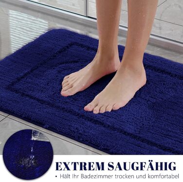 SOANNY Bath Mat Set - 2 Pack Microfiber Bathroom Rugs - Non-Slip & Water Absorbent - 53x86 cm & 50x50 cm - Blue