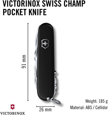 Мультитул Victorinox Swiss Champ: 33 функції, ніж, відкривачка, викрутка (чорний)