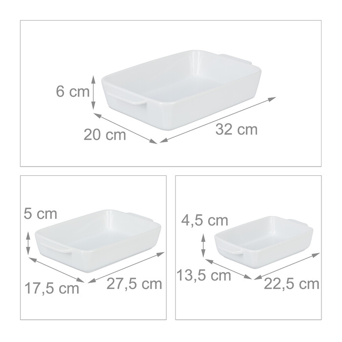 Relaxdays Ceramic Casserole Dish Set of 3