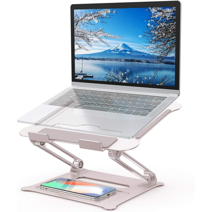 DUCHY Adjustable Laptop Stand - Ergonomic Laptop Riser for MacBook, Tablets & Laptops (10-17 inch) - Rose Gold