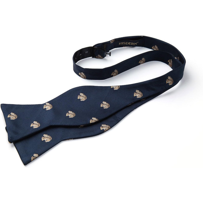 HISDERN Чоловіча краватка-метелик з кишеньковим хустинкою, комплект. Краватка-метелик для чоловіків у горошок/з принтом тварин, для весілля, вечірки, темно-синій/білка