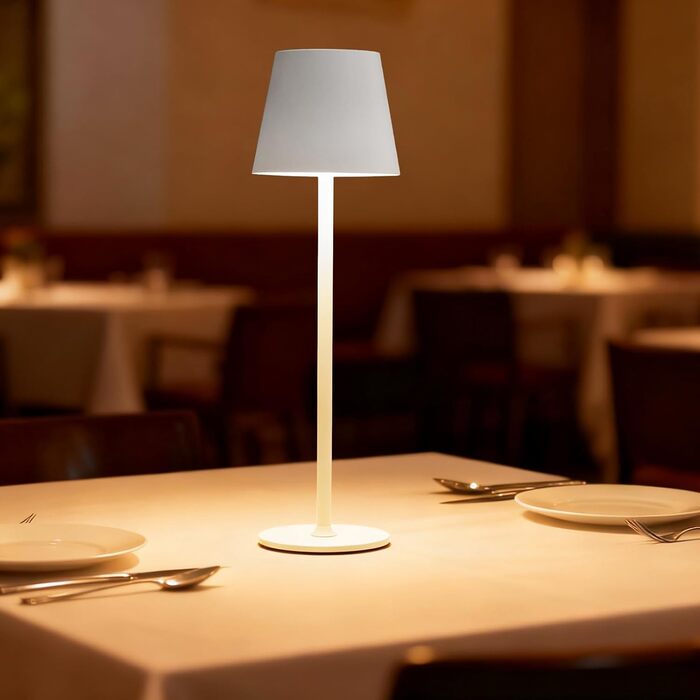 Настільна LED лампа DEELUX акумуляторна, димована, бездротова, з USB-C, 3 режими кольору (2700K/3600K/5000K), водонепроникна IP44, бежева