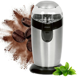 Електрична кавомолка Bomann KSW 445 CB inox Silber | З нержавіючої сталі, 120 Вт, 40 г, аромашлуз