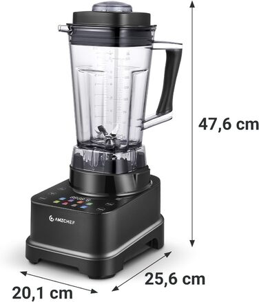 AMZCHEF 8-in-1 Multi Stand Mixer with Auto-IQ | 2000W High-Power Mixer with LCD Touchscreen | 2L Blender with 8 Smart Menus and 10 Speeds for the Kitchen | Black 25.6 x 20.1 x 47.6 cm Black