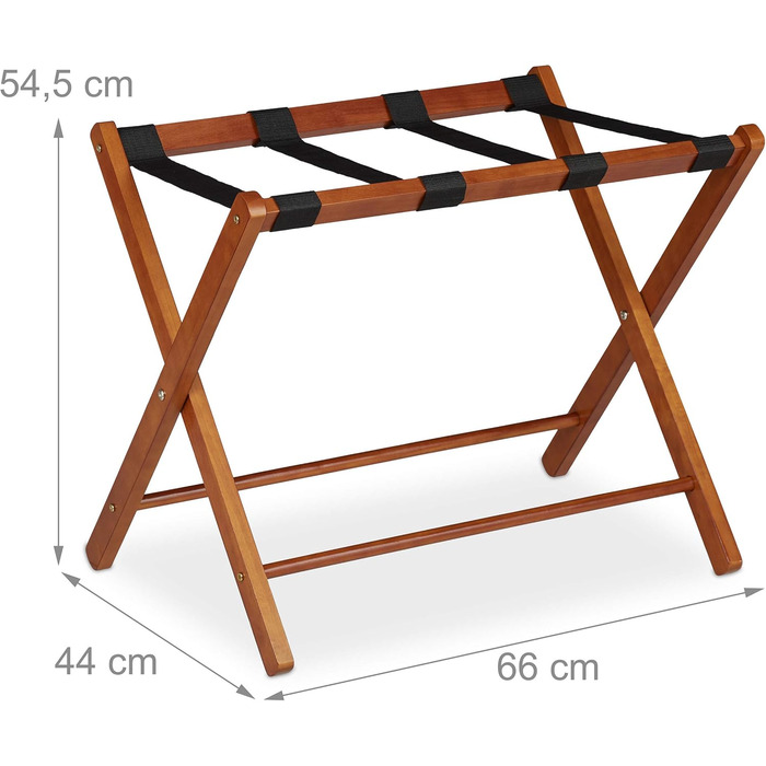 Relaxdays Folding Luggage Rack, Wooden Baggage Stand, HBT: 54.5 x 66 x 44 cm, Suitcase Stool for Hotel & Home, Natural