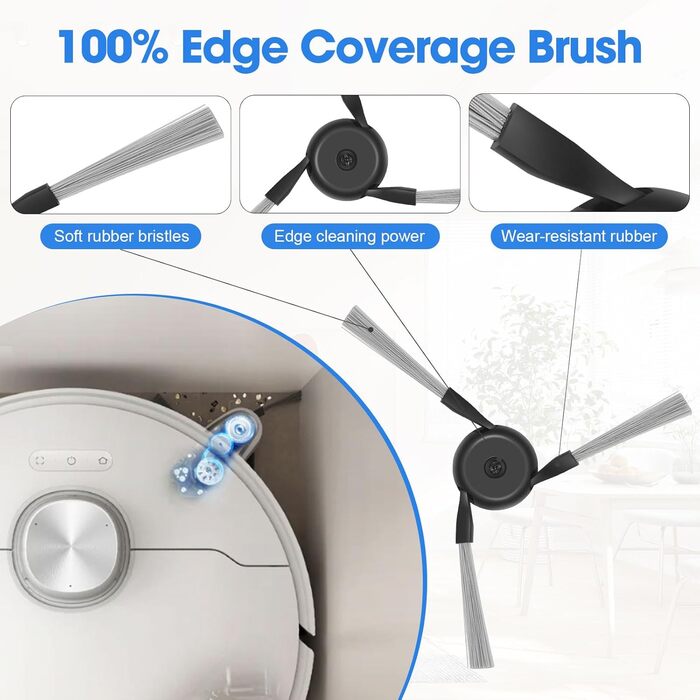 Запчастини для Dreame X30 Ultra, L10s Ultra Gen2, L40 Ultra AE, Mova E30 Ultra: комплект аксесуарів (2 основні щітки, 4 фільтри, 4 ганчірки для миття, 4 бічні щітки, 4 пилозбірники)