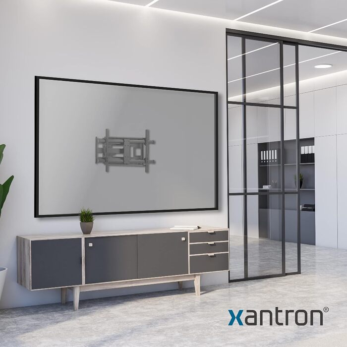 Кронштейн для телевізора Xantron STRONGLINE похилий 37-75 дюймів, VESA до 600x400, макс. 75 кг, плоский, мінімальна відстань від стіни + комплект монтажу (960XL)