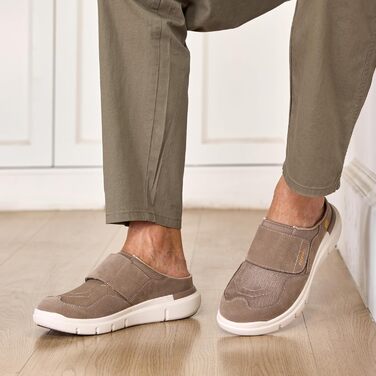 Домашні тапочки для чоловіків FitVille з широкою колодкою, з липучкою, з підтримкою склепіння стопи, розмір 41-50, пісочний колір