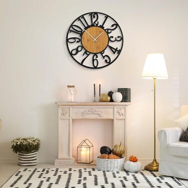 Large Wall Clock, Ticking Sounds, 34CM/14 Inch Silent, No Noise, Battery Operated, Modern, Oversized, Retro Vintage Oversized Wall Clock for Living Room, Bedroom and Kitchen