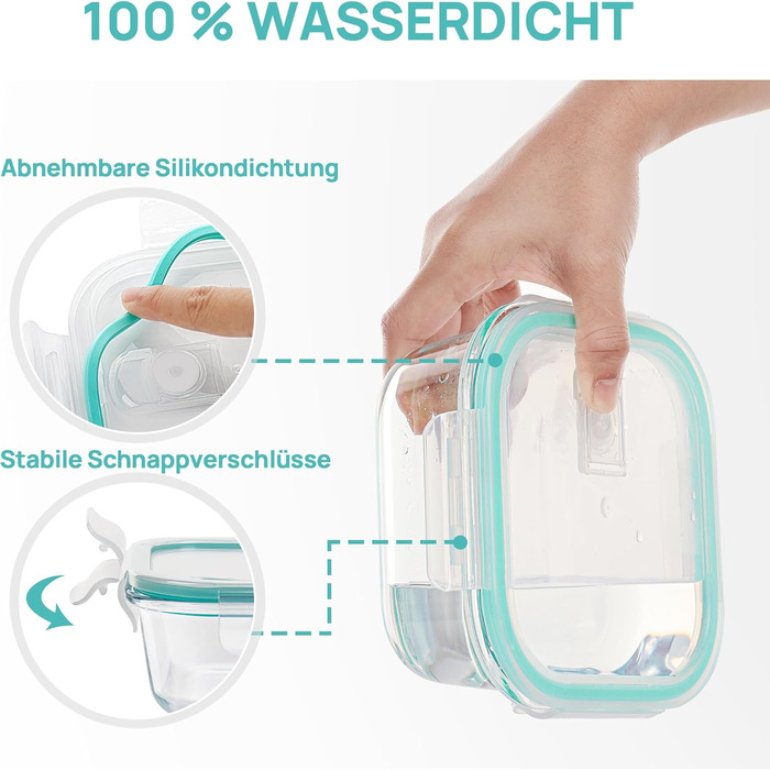 15 контейнерів для їжі Vtopmart зі скла: набір, з кришкою, для мікрохвильовки, морозильника та посудомийної машини