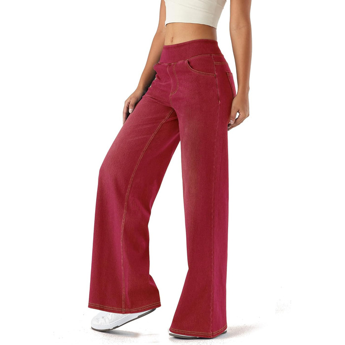 Джинси жіночі LaiEr широкі, з високою талією, прямі, вільні, з ефектом потертості та градієнтом 