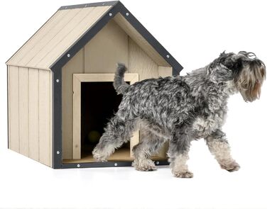 Будка для собак Outdoor маленьких порід – дерев'яна будка для собак, водостійкий дах 76 x 99 x H80 см, розмір S, Timbela M401-1, розмір M, 76x99xH80cm, натуральне дерево (розмір M, 57x95xH68cm, LP SmartSide дерев'яні панелі)