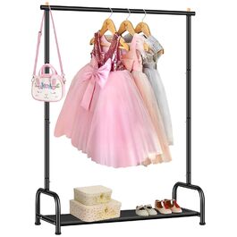 Вішалка для одягу дитяча MISSLO металева з полицею - біла (чорна) для дівчаток та хлопчиків у кімнату, гардеробна стійка для спальні