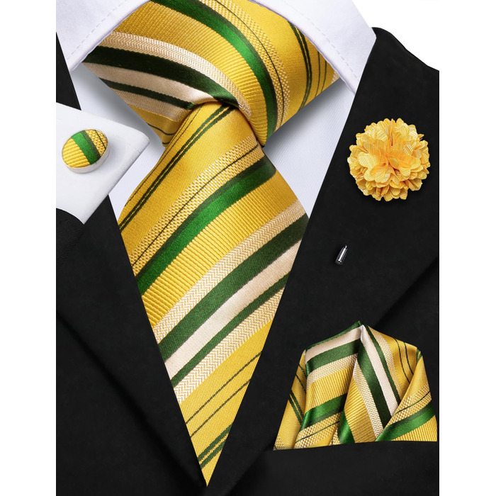 Чоловіча краватка Hi-Tie чорно-рожева з візерунком пає, смугаста, в горошок, краватка-метелик, нагрудна хустинка, кравецькі затискачі, для весілля, вечірки, офіційного стилю (жовто-зелений)