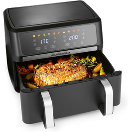 Фритюрниця готувальна повітрям Gourmetmaxx AirGenius 9 л (2 x 4,5 л) з 8 програмами | 2 камери для одночасного приготування | Сенсорний дисплей, для 8 осіб