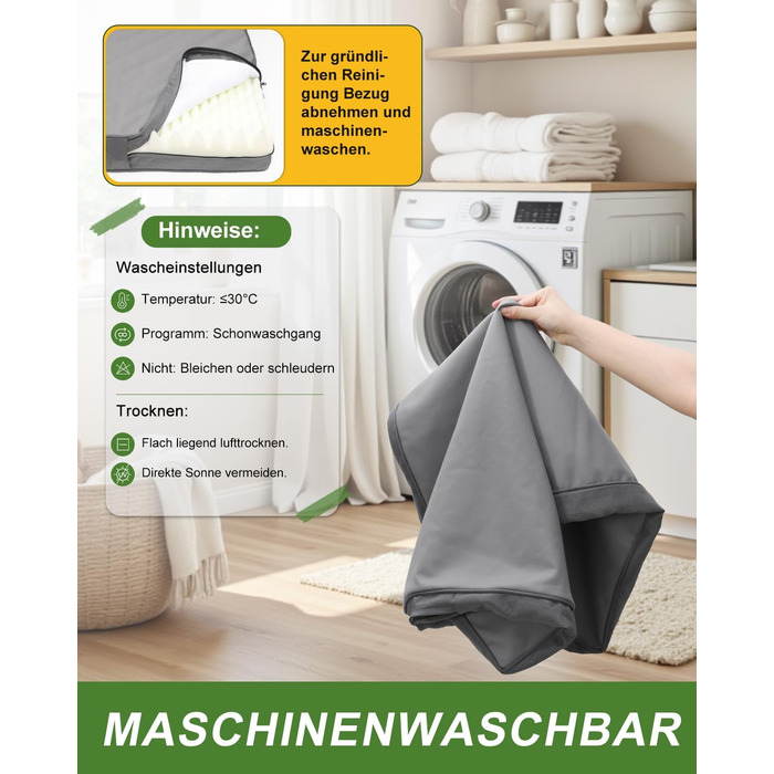 Ортопедичний лежак для собак великих порід 119x73 см, знімний чохол з екошкіри, м'який лежак-матрац для собак, сірий (L119xB73xH9 см)