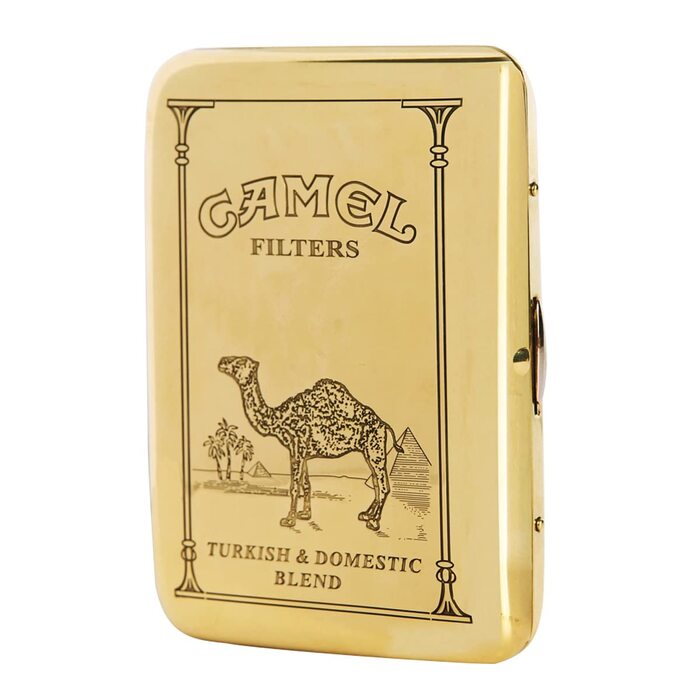 RWXCOW cigarette case for 16 cigarettes, 9.5x7 cm, gold