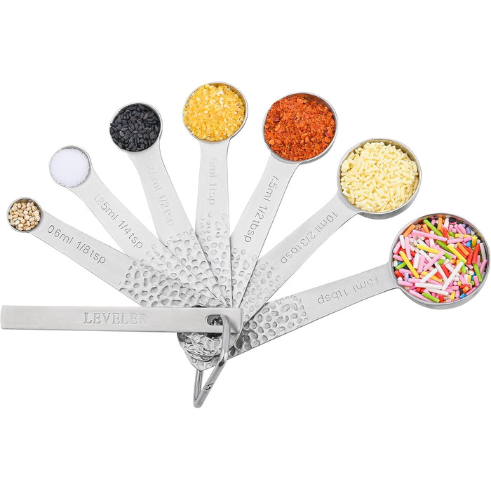 Viwehots Measuring Cups and Spoons, 14 Piece, 18/8 Stainless Steel Measuring Cups and Spoon Set, 6 Metric Measuring Cups and 7 Spoons, 1 Level, Dry Measuring Cups and Spoon Set for Baking and Kitchen