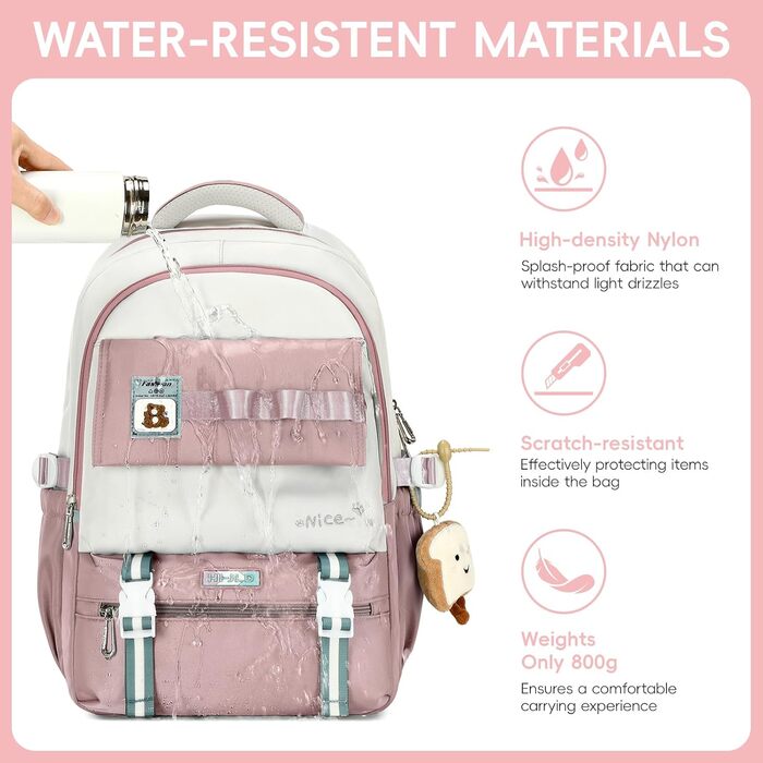 Шкільний рюкзак для дівчинки-підлітка, великий, для 5-12 класу, стильний, з нейлону, для гімназії, реальної школи та університету, зелений (фіолетовий)