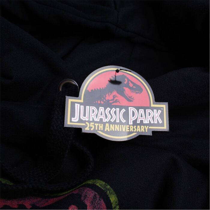 Чоловічий худі Jurassic Park чорного кольору з капюшоном та ефектом потертого логотипа, розмір S