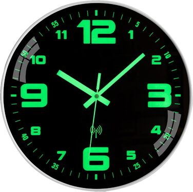ACCSHINE Radiant Wall Clock Radio Clock Wall Clock No Ticking Sound Silent 30cm Quartz Modern Large Battery Wall Clock Easy to Read for Rooms Home Kitchen Bedroom Office School (Radiant Wall Clock)