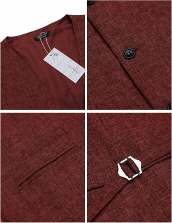 Жилет чоловічий COOFANDY Casual Business Slim Fit, бордовий (4XL)