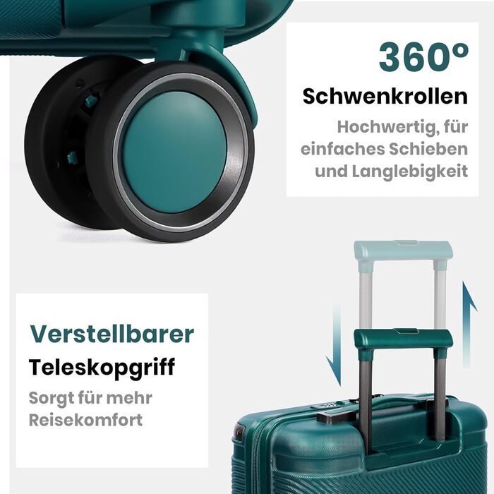 Набір валіз Tavoxda 3 шт. з TSA-замком, великі, для жінок та чоловіків, зелені