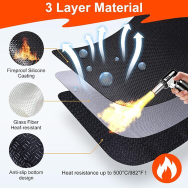 Стійка до вогню підставка під гаряче | Силіконова термостійка для столу | Килимок для фритюрниці | Підставка під кавоварку | Нековзна, водонепроникна (40 x 60 см) 40x60 см Чорна