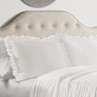 Lush Decor Bedspread with Ruffled Skirt, Polyester, White, King Size