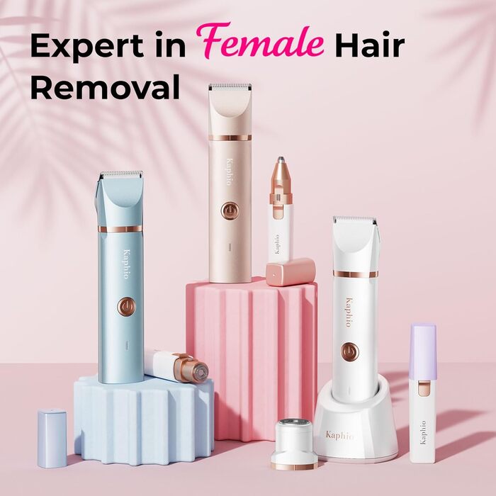Триммер для бікіні для жінок 2-в-1: електричний триммер та бритва. Бездротовий, водонепроникний (IPX7) для тіла, ніг, пахв та рук. Perlweiß