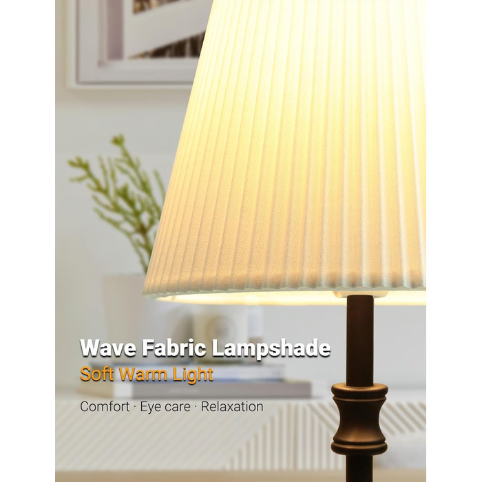 Торшер на тумбочку з сенсорним керуванням, регульована яскравість, 31.5 см, ретро-дизайн, чорний. Ідеальний подарунок на Новий Рік та Різдво