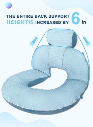 Інсен подушка для читання, спинка для сидіння в ліжку, для читання, відпочинку, для медсестер та дорослих, для матерів та дітей, подушка для преса в ліжку, блакитна (оновлена, оксамит блакитний)