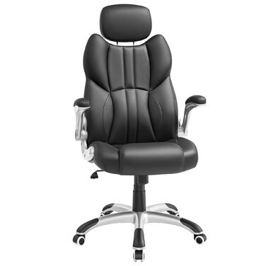 Крісло офісне SONGMICS, геймерське, регульована підголовник, функція гойдання, регульовані підлокітники, чорне, OBG65BK