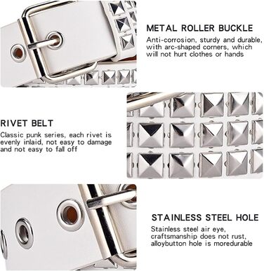 Металевий ремінь з пірсингом для жінок та чоловіків - Панк Рок стиль