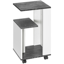 HOMCOM Тумбочка з 4 колесами, 3 полиці, 35 x 29,5 x 65,5 см, сіра/біла