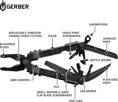 Мультитул Gerber MP600 Bluntnose з нейлоновим чохлом, 14 функцій, одноручне відкривання